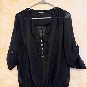 Daniel Rainn Navy Blue Textured Blouse with Button Detail and Tank